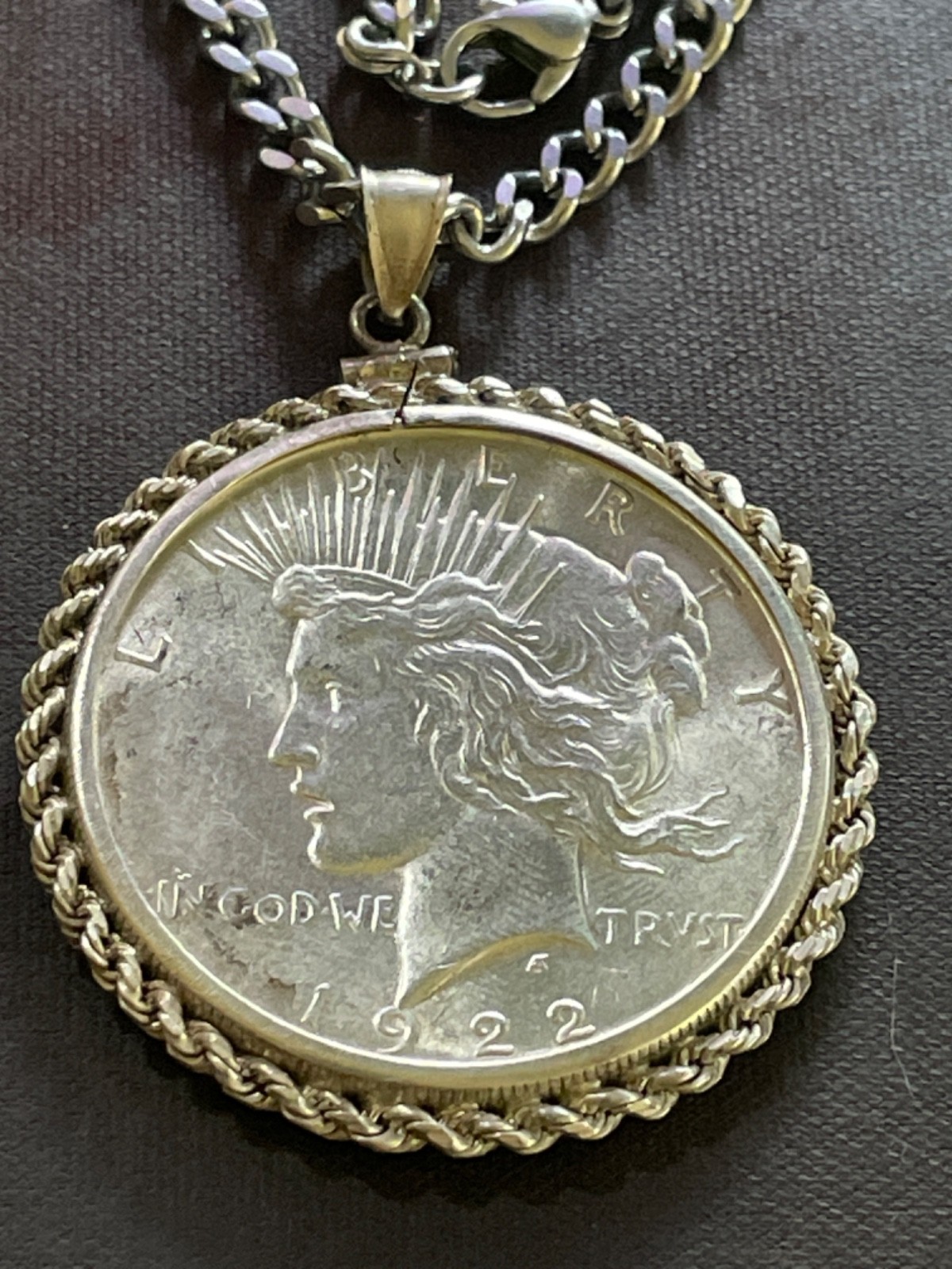 1922 peace dollar necklace
