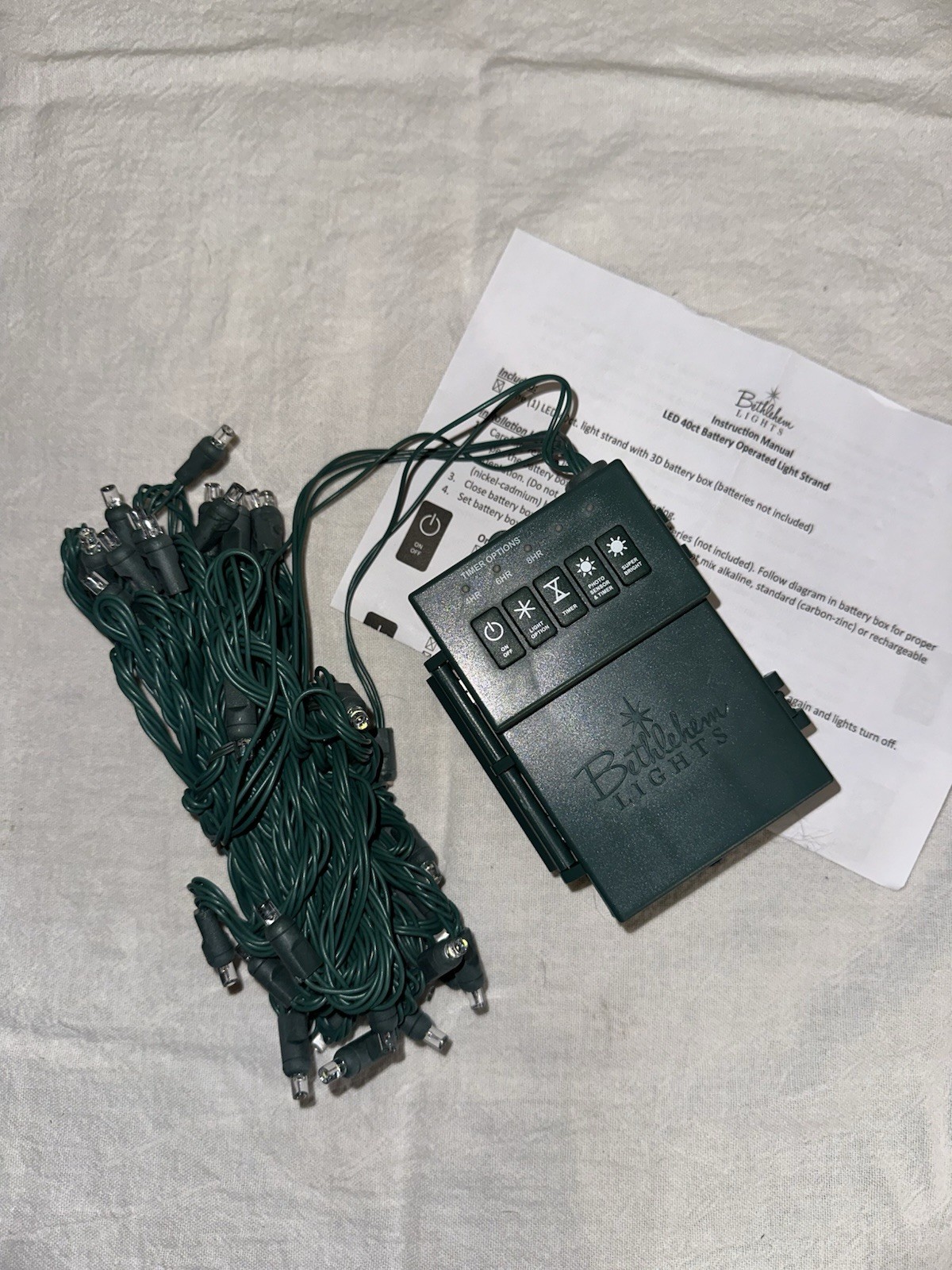 Bethlehem Lights 40 White LED Battery Operated String Lights