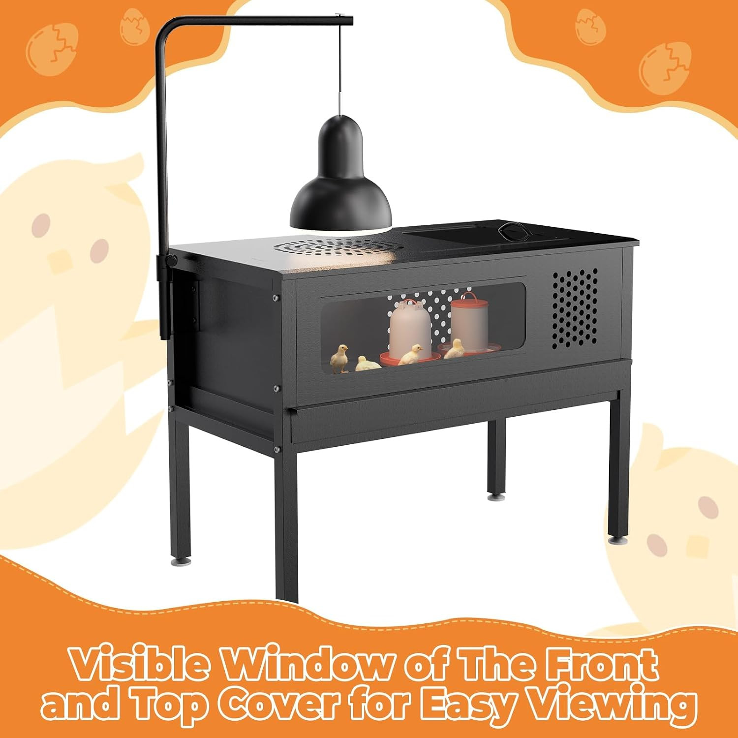 Chicken Brooder Box - Stand-Up Brooder Pen for Chick Brooder with Lamp Stand & R