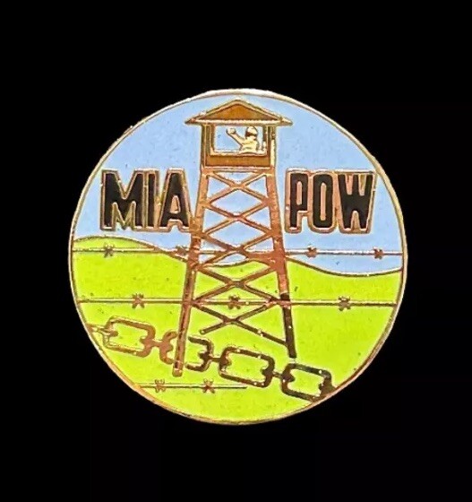 1986 Vintage POW MIA Gold Color Pin HMC 1”