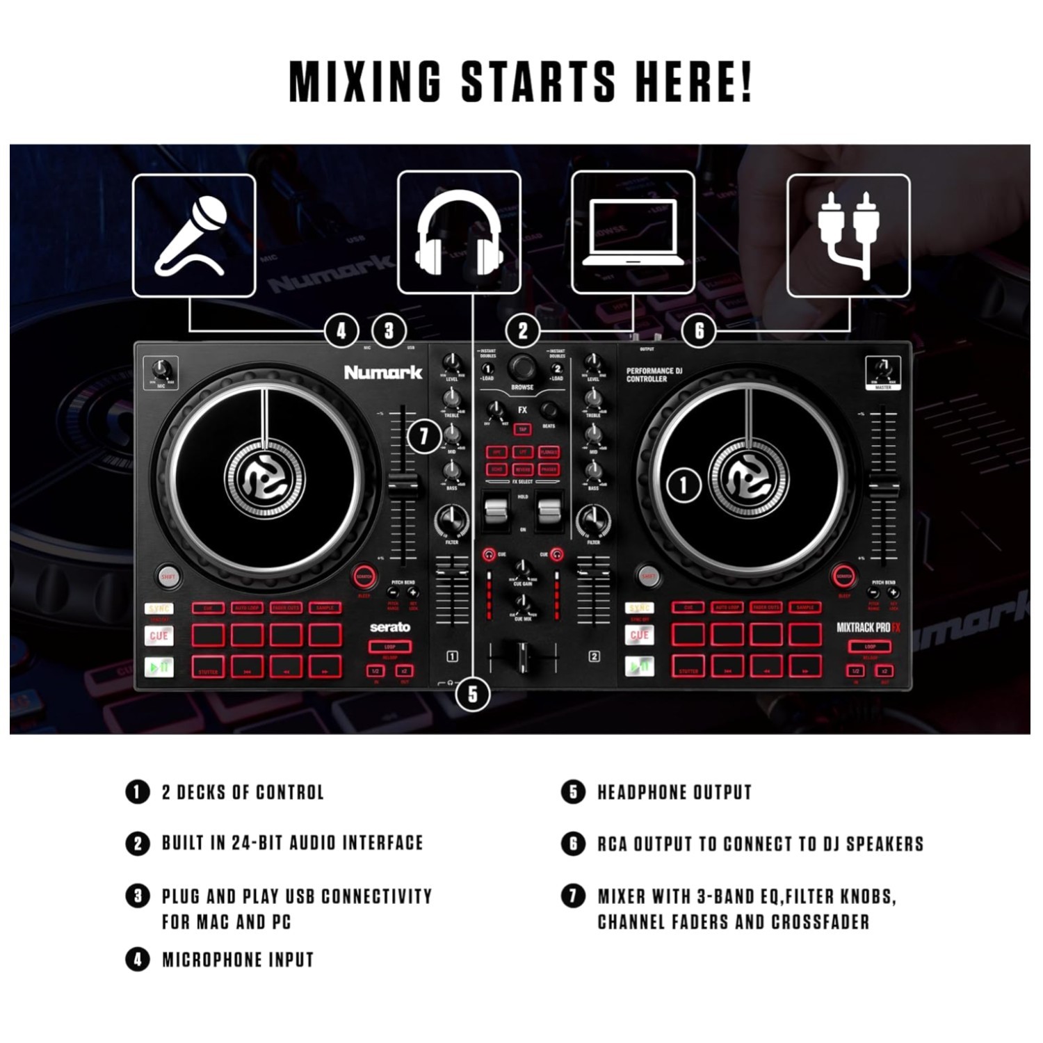 Mixtrack Pro FX | 2-Deck DJ Controller, Serato Lite