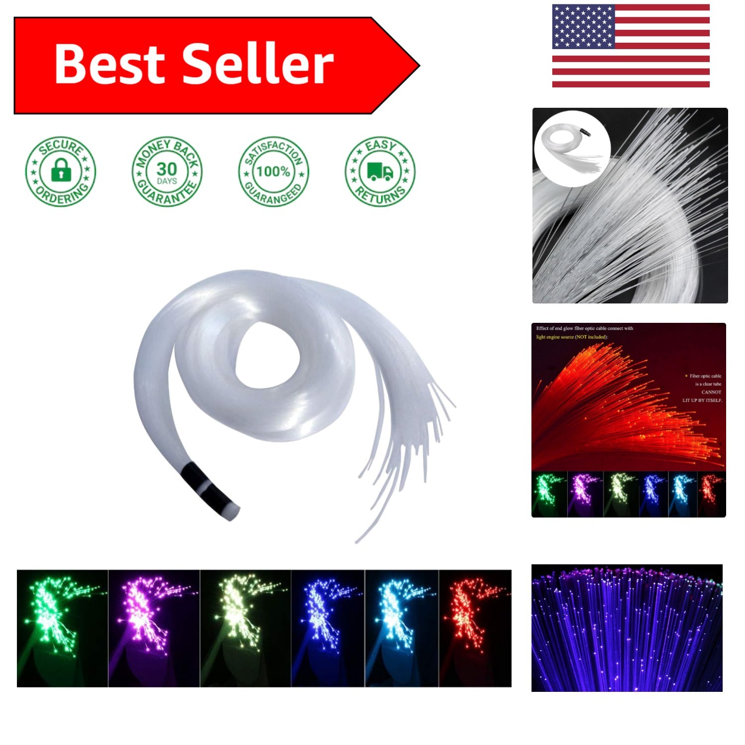 Waterproof 50pcs Fiber Optic Cables - Ideal for Pools & Star Ceiling Kits