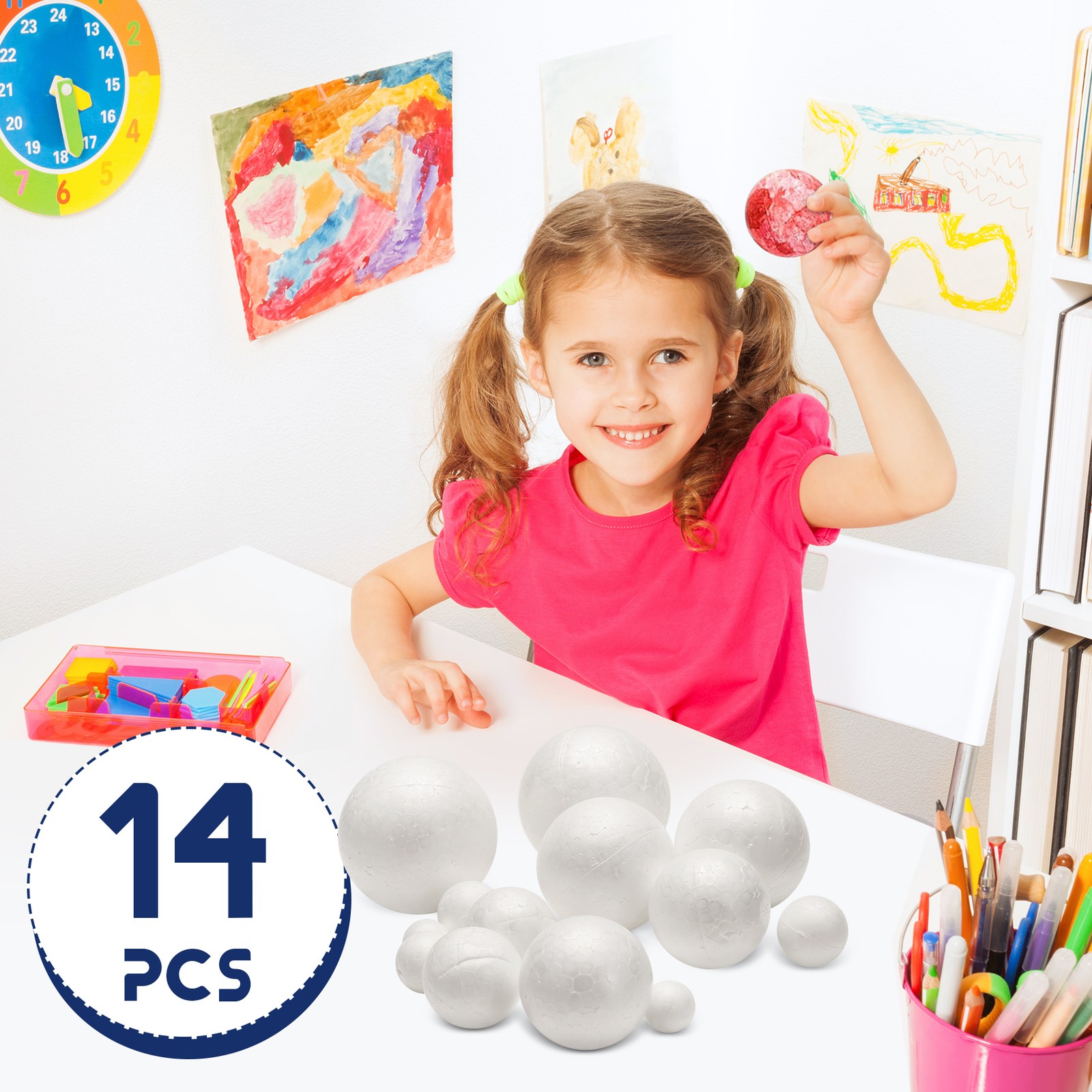 Solar System Project Kit, PlanetModel Crafts 14 Mixed Sized Polystyrene5100