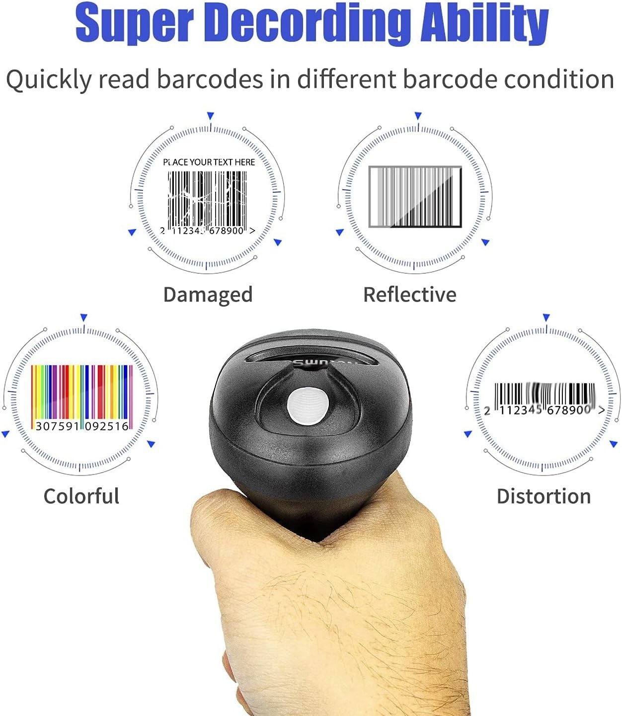 USB 1D Barcode Scanner, Handheld Wired CCD Barcode Reader | Supports Screen S...