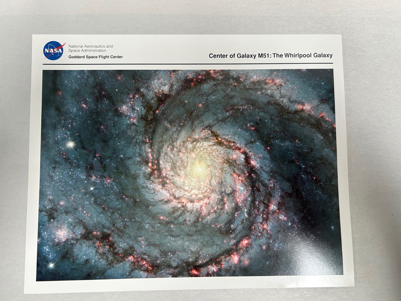 Vtg NASA Goddard Space Flight Whirlpool Galaxy 8 X 10 Photograph Print (A4)