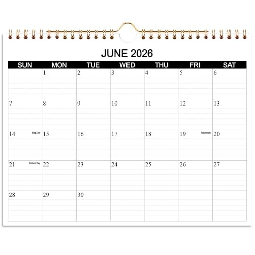 Calendar 2026-2027 - Wall Calendar 2026-2027 Runs from June 8.5" x 11" Black