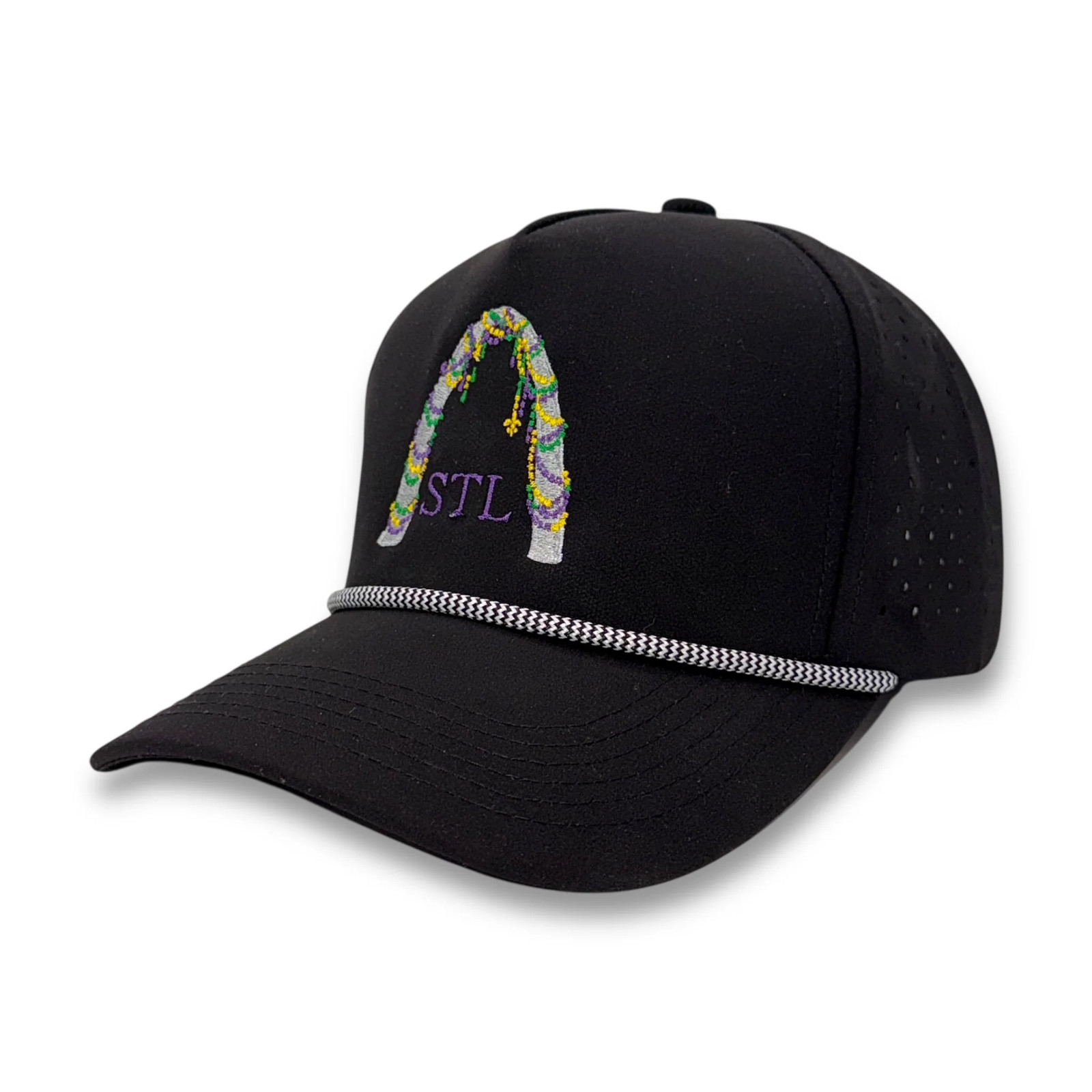 St. Marti Gras White Performance Embroidered Hat Mad Capper