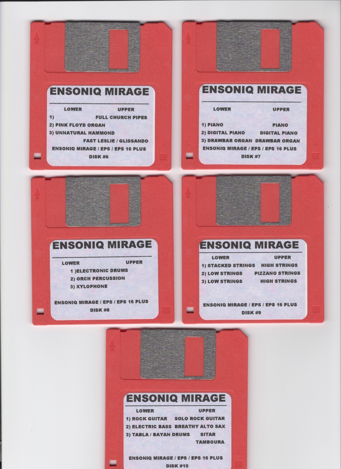 ENSONIQ MIRAGE NEW DISK SET!! MIRAGE/EPS/EPS 16+ COMPLETE 15 SET DISK!! SET#1