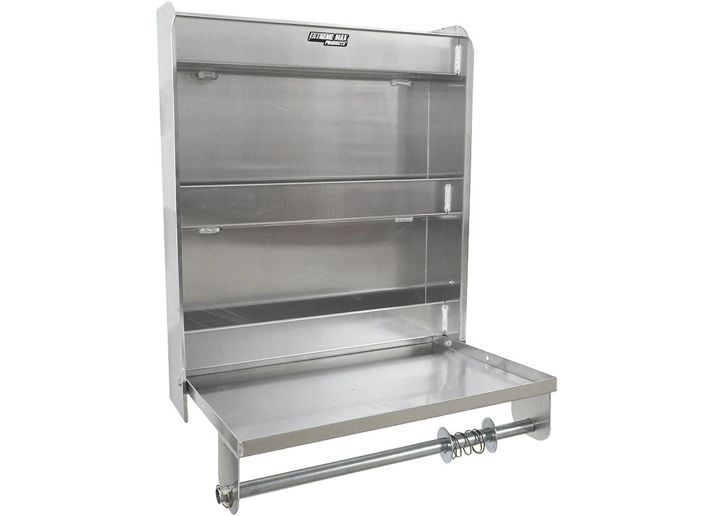 Extreme Max 5001.6049 Aluminum Work Station w/Tray & Paper Towel Rack - Silver