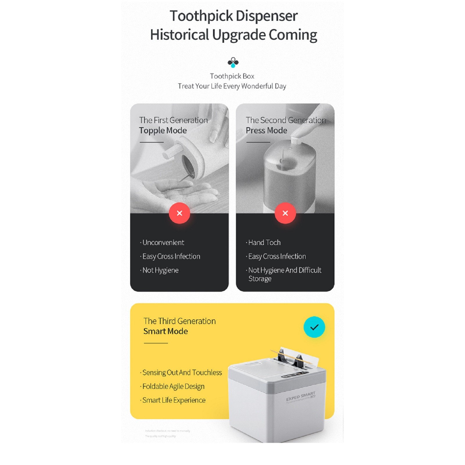 Automatic Infrared Induction Toothpick Box Smart Dispenser Storage Holder