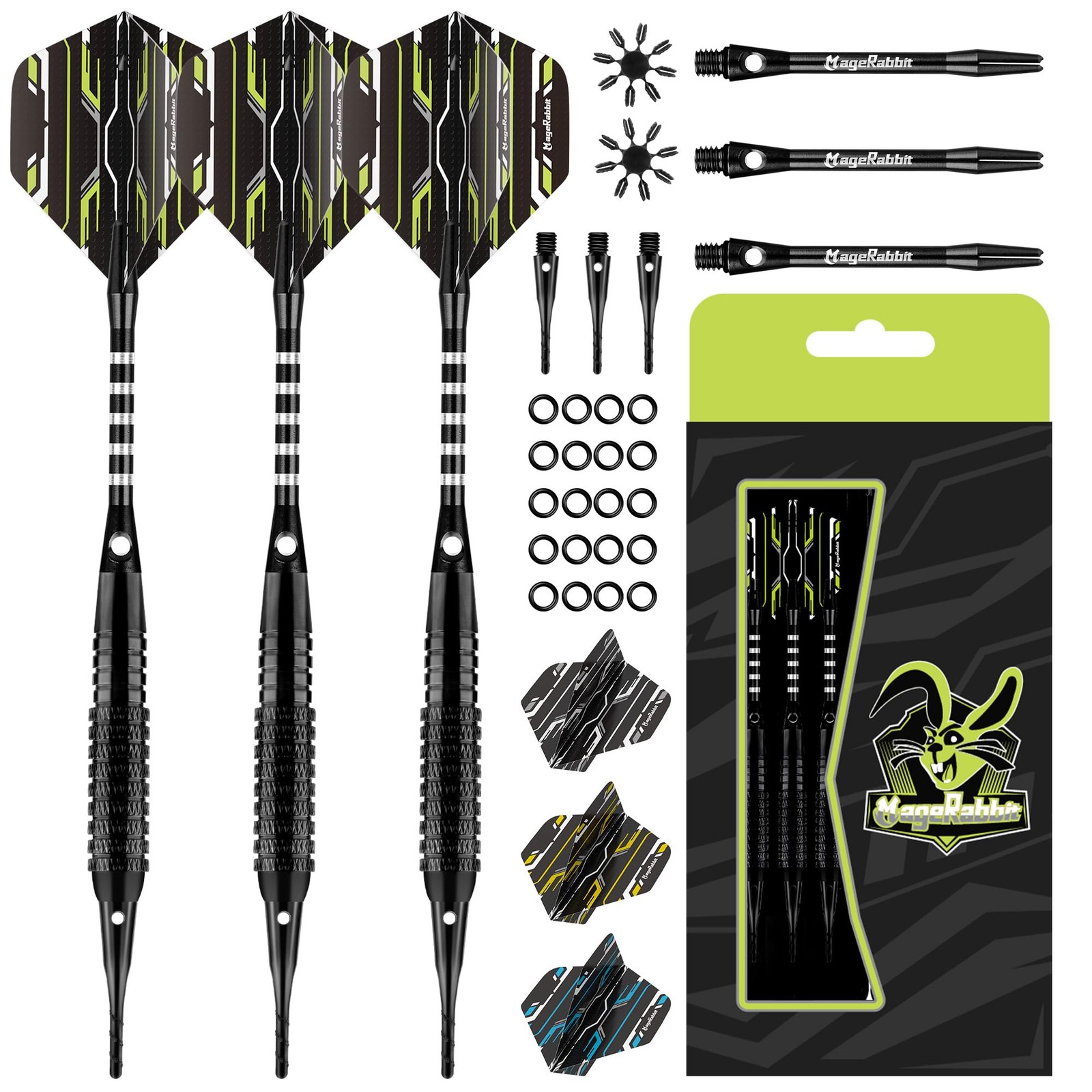 MageRabbit Darts Plastic tip,Soft Tip Set，3pack 18g with Extra black