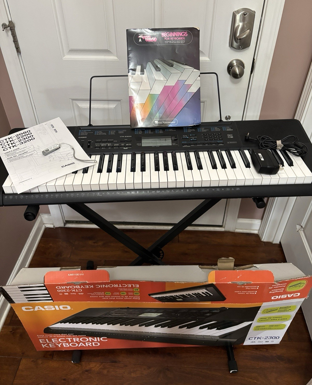Casio CTK-2300 Keyboard COMPLETE with stand, power cord, user manual, box