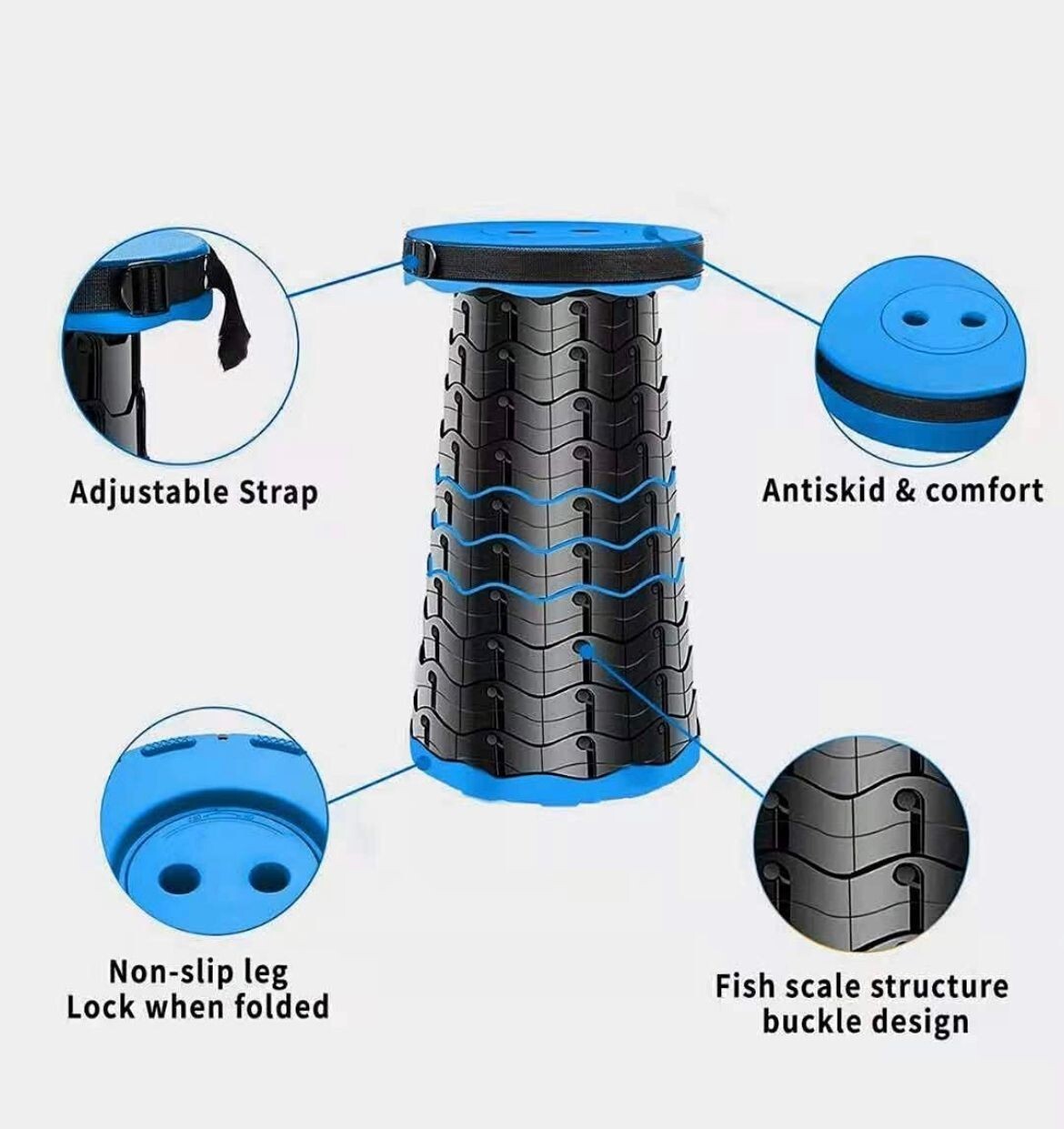 Hiking Camping park Retractable stool Fishing Adjustable portable Folding stool