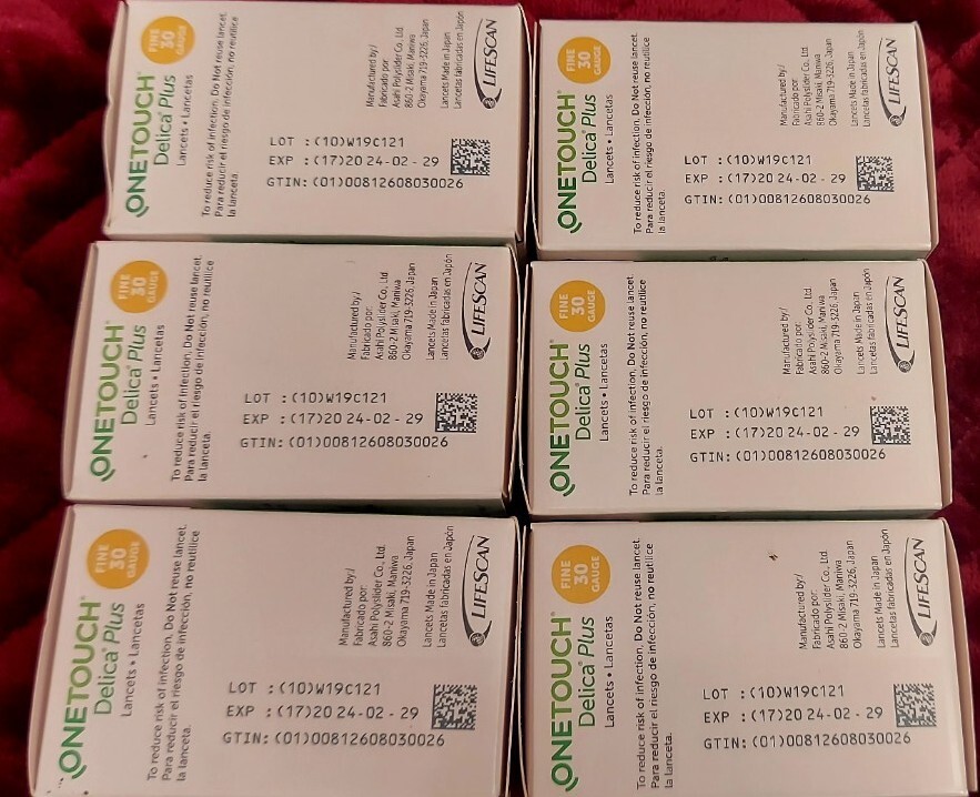 OneTouch Delica Plus 30G FINE Lancets (Pk of 100 Units) 600 TOTAL EXP 2/29/2024