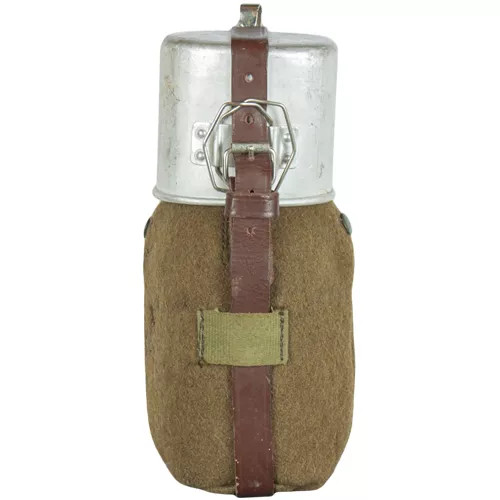 Romanian Aluminum Canteen With Felt Cover Brown 32 oz