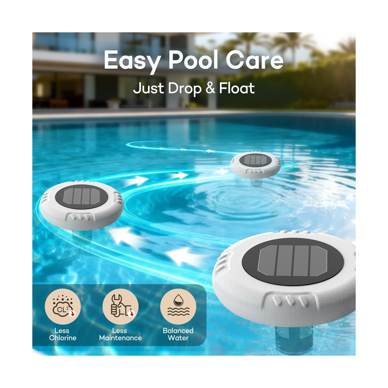 Solar Pool Ionizer- Self Cleaning Copper Anodes, Smart Control & Automatic Fl...