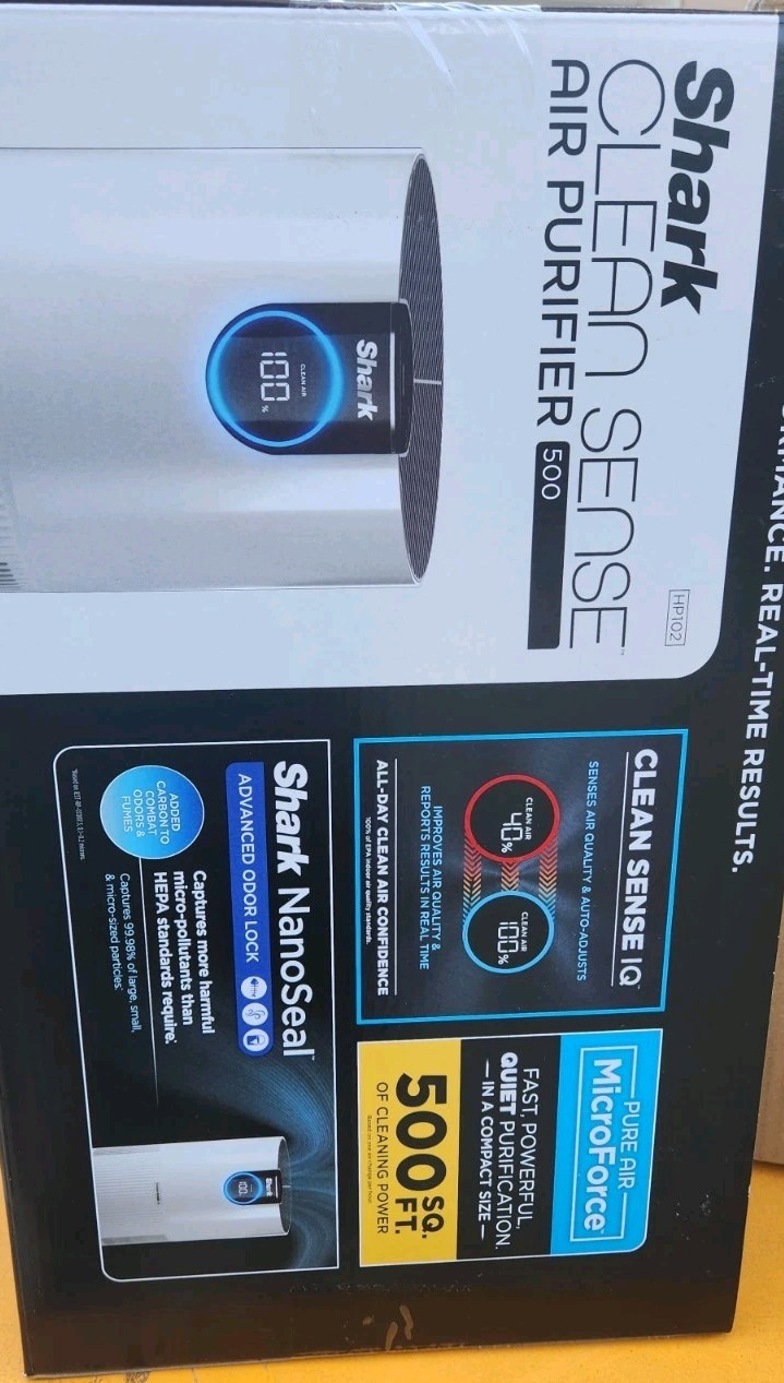 Shark HP102 Air Purifier with True HEPA Clean Sense IQ, Odor Lock - White NEW