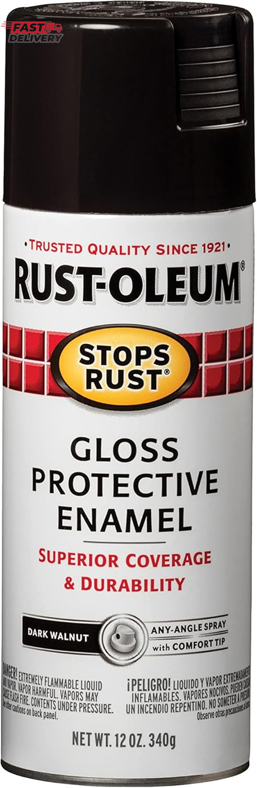 Rust-Oleum 262661 Stops Rust Spray Paint, 12 Oz, Gloss Dark Walnut