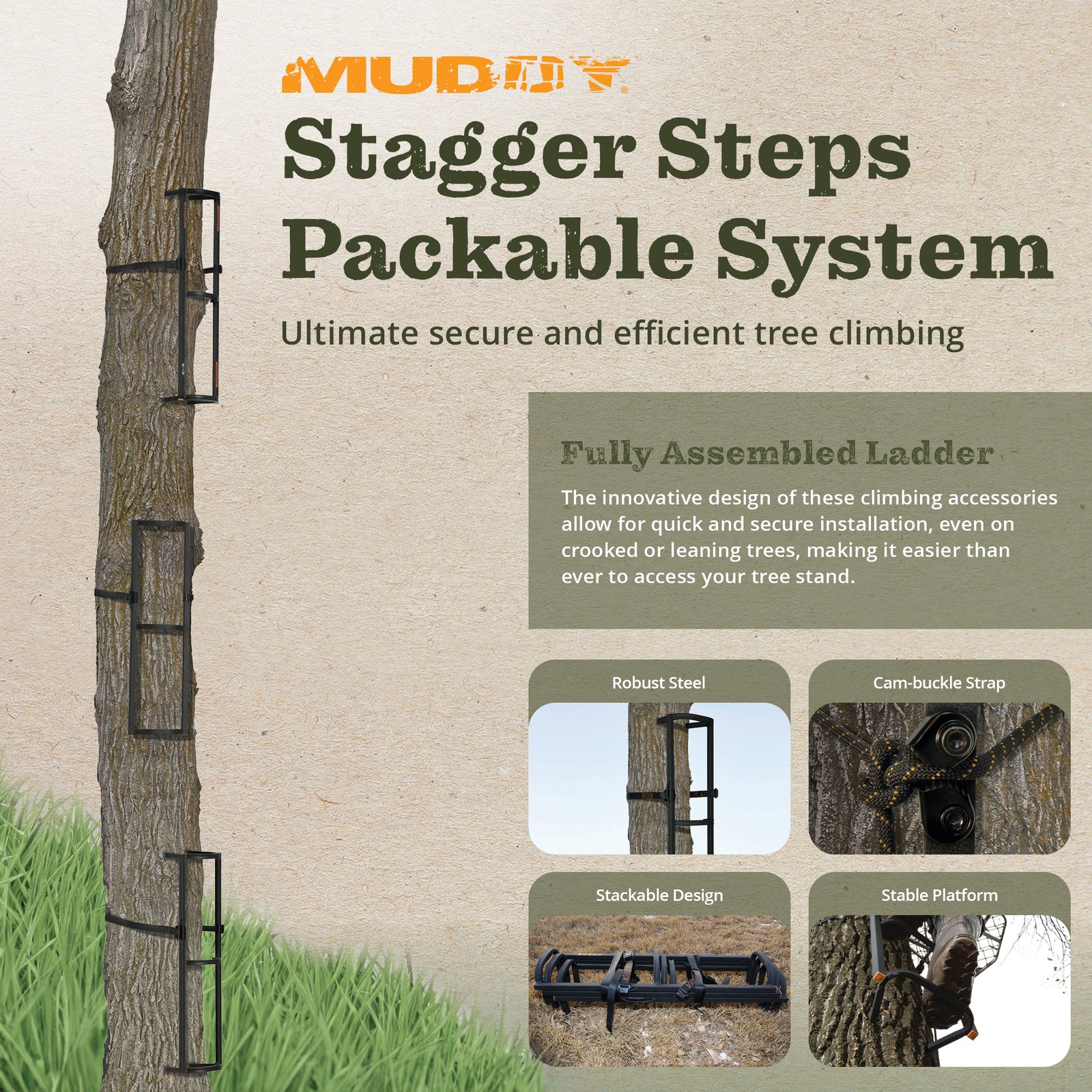 Muddy Stagger Steps Packable Rock Solid Ladder System for Climbing (Open Box)