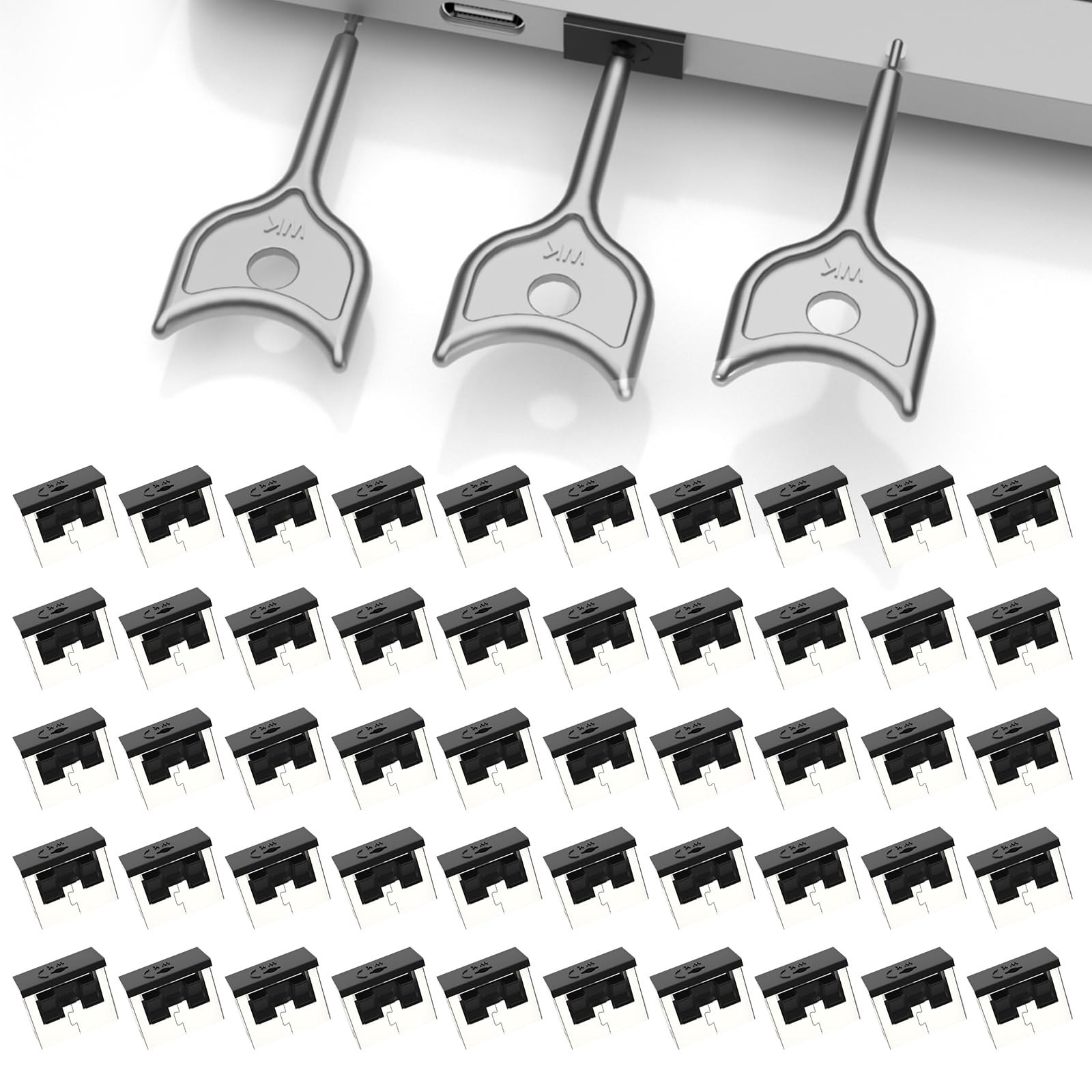 50-Pack USB Port Lock with 3 Key, Metal USB-A Port Blocker,Security Data Prot...