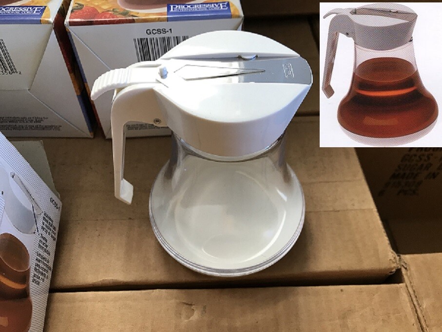 13 OZ PLASTIC SYRUP HONEY SUGAR MOLASSES DISPENSER GCSS-1 STAINLESS DISPENSE