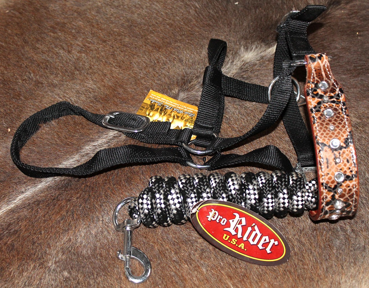 Horse Noseband Tack Bronc Leather HALTER Tiedown Lead Rope 280303