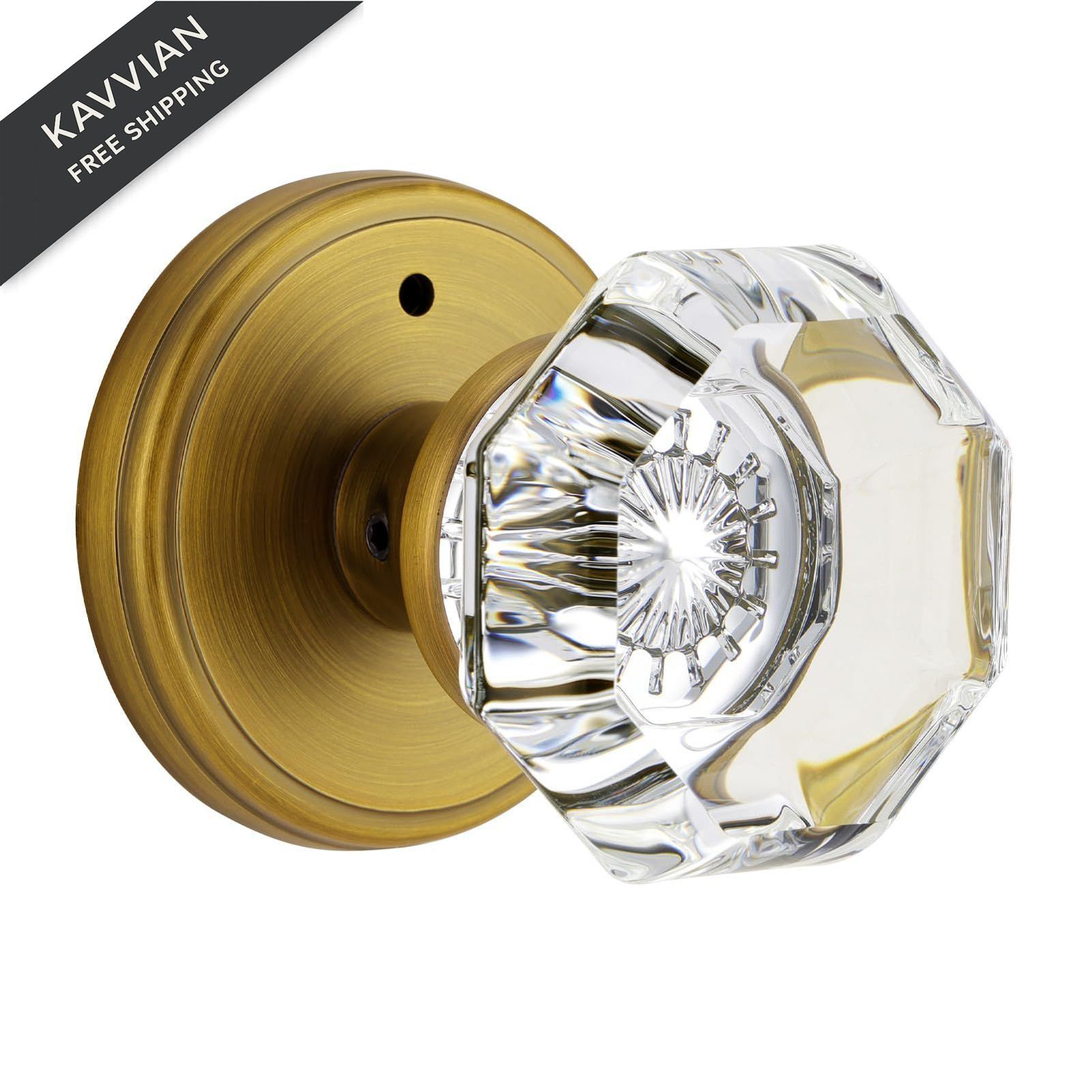 CLCTK Antique Brass Door Knobs Glass Interior with