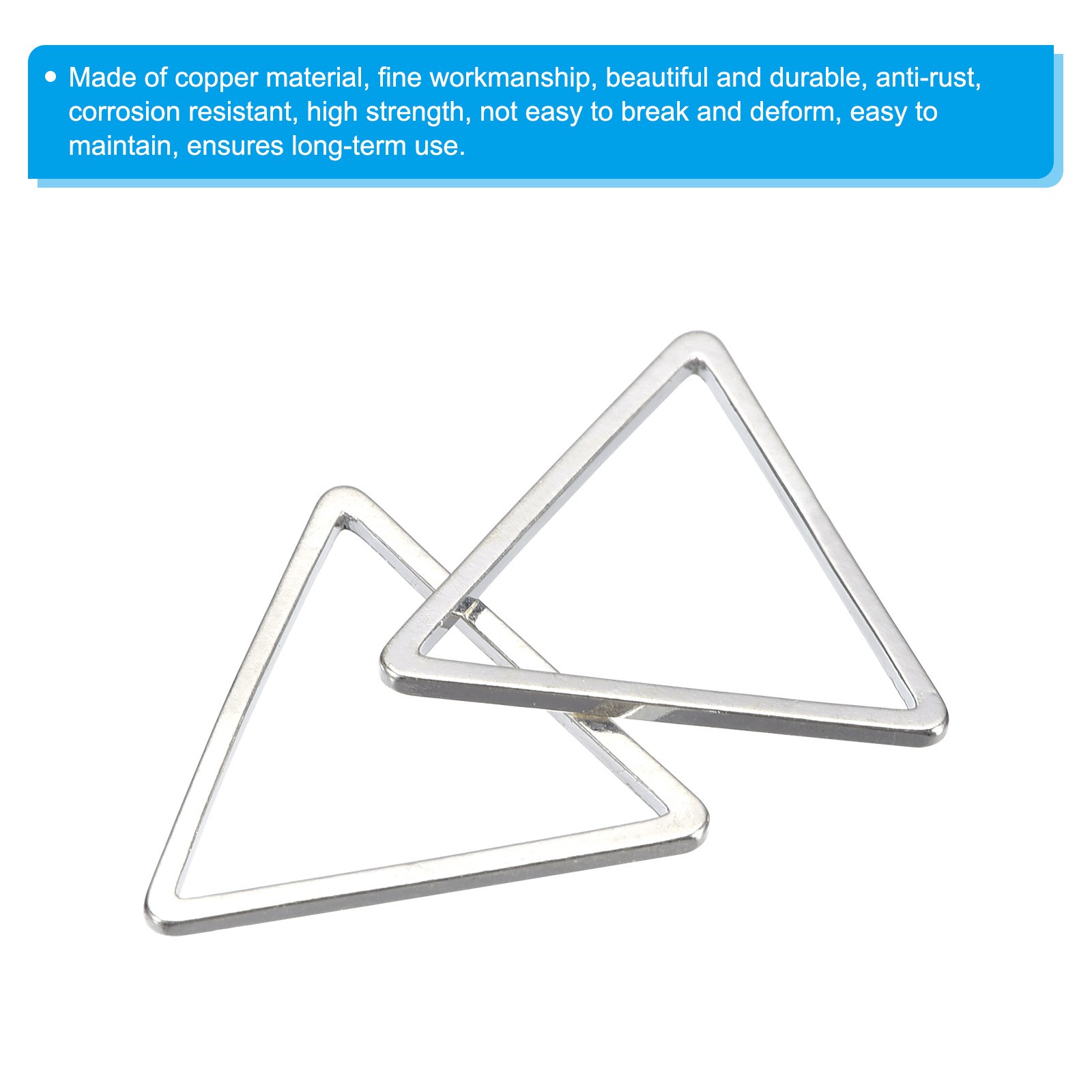 30pcs Earrings Beading Hoop 0.6X0.6" Triangle Finding Ring Silver Tone