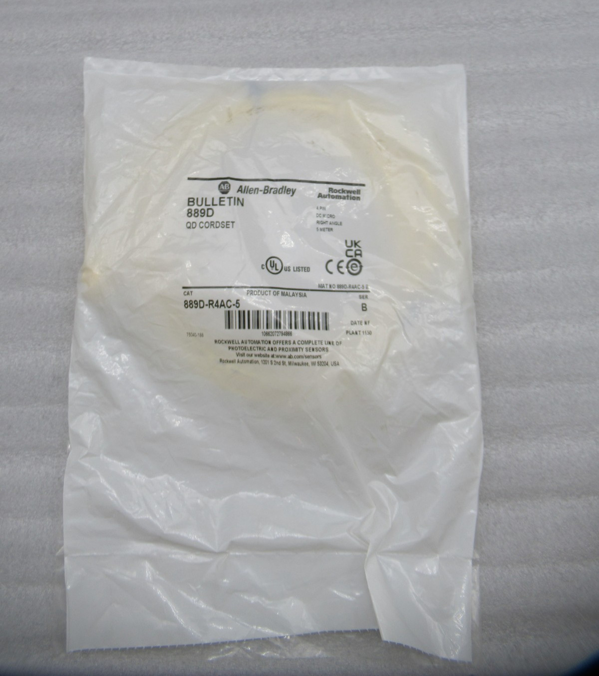 Allen-Bradley 889D-R4AC-5 DC Micro Cord Set 5m (Fast Shipping)