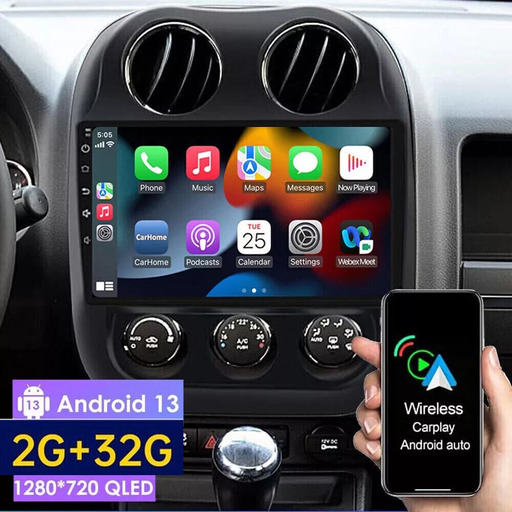 For Jeep Compass Patriot 2010-2017 Car GPS Radio Android14 Player Sat GPS Stereo