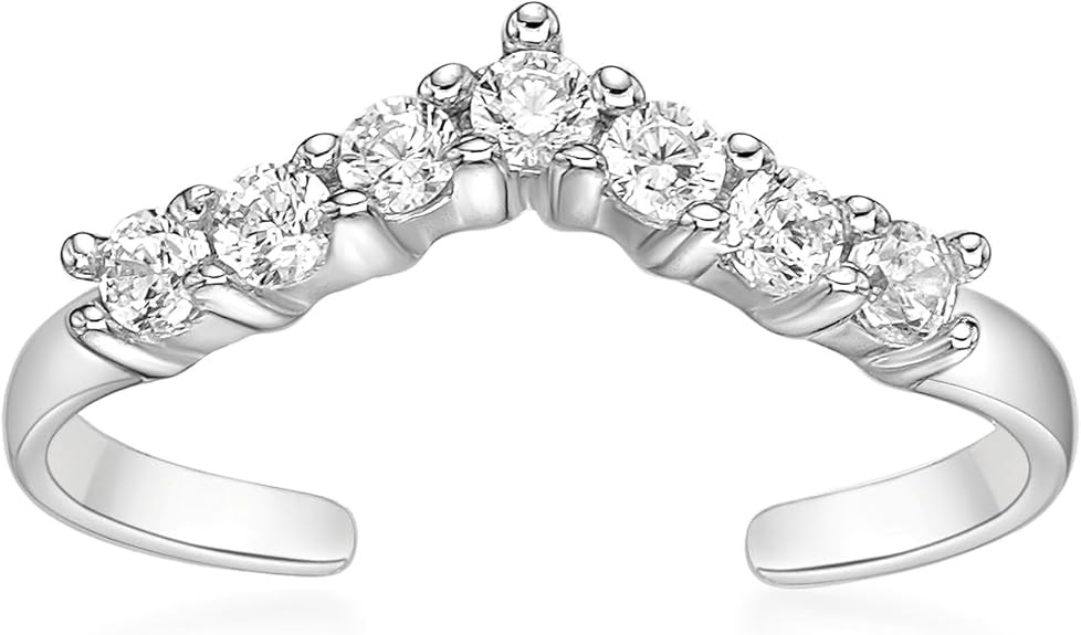 2 Ct Round Lab Created Diamond Adjustable Women Toe Ring 14k White Gold Plated