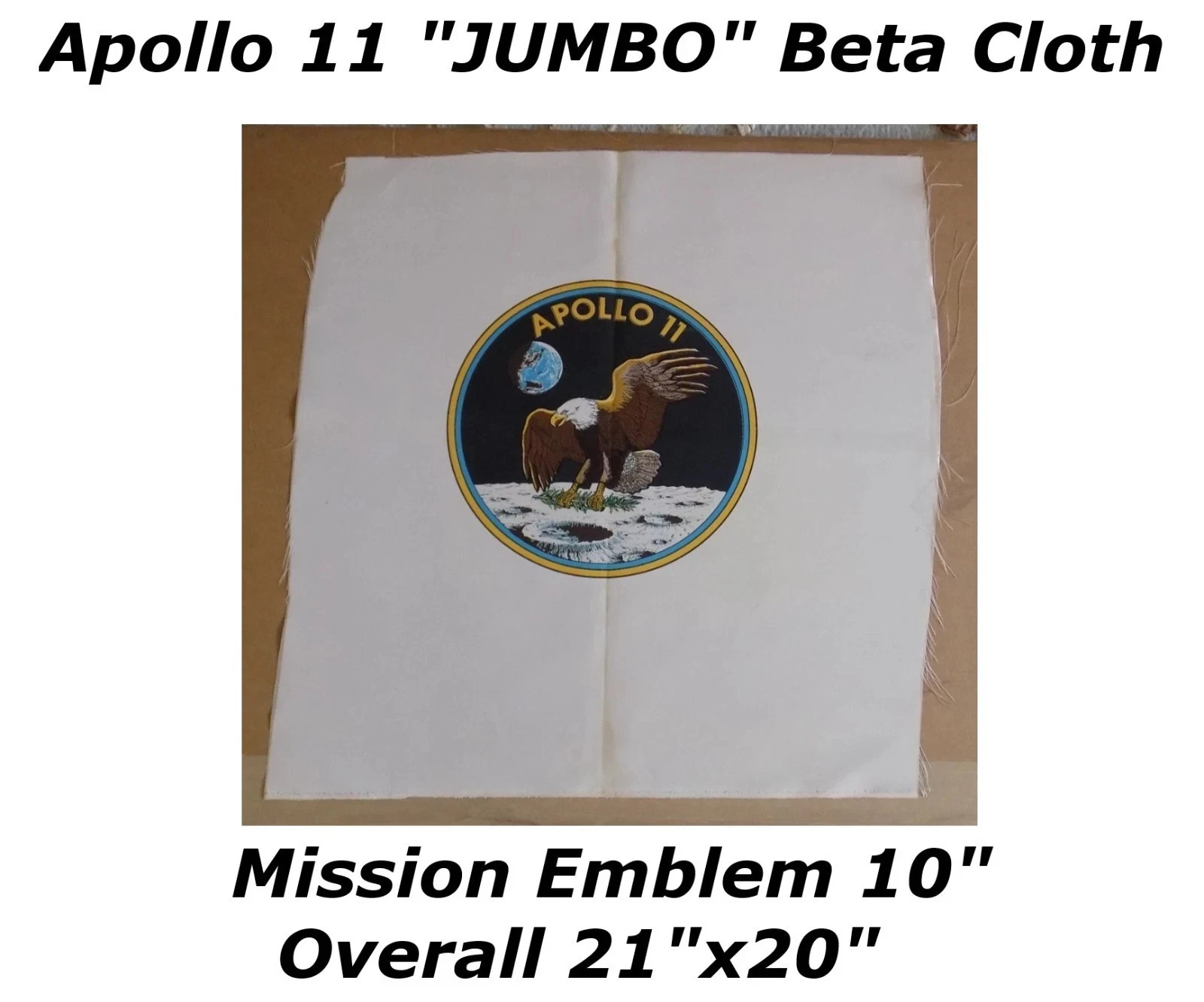 Apollo 11 Oversized Beta Cloth Patch Mission Emblem