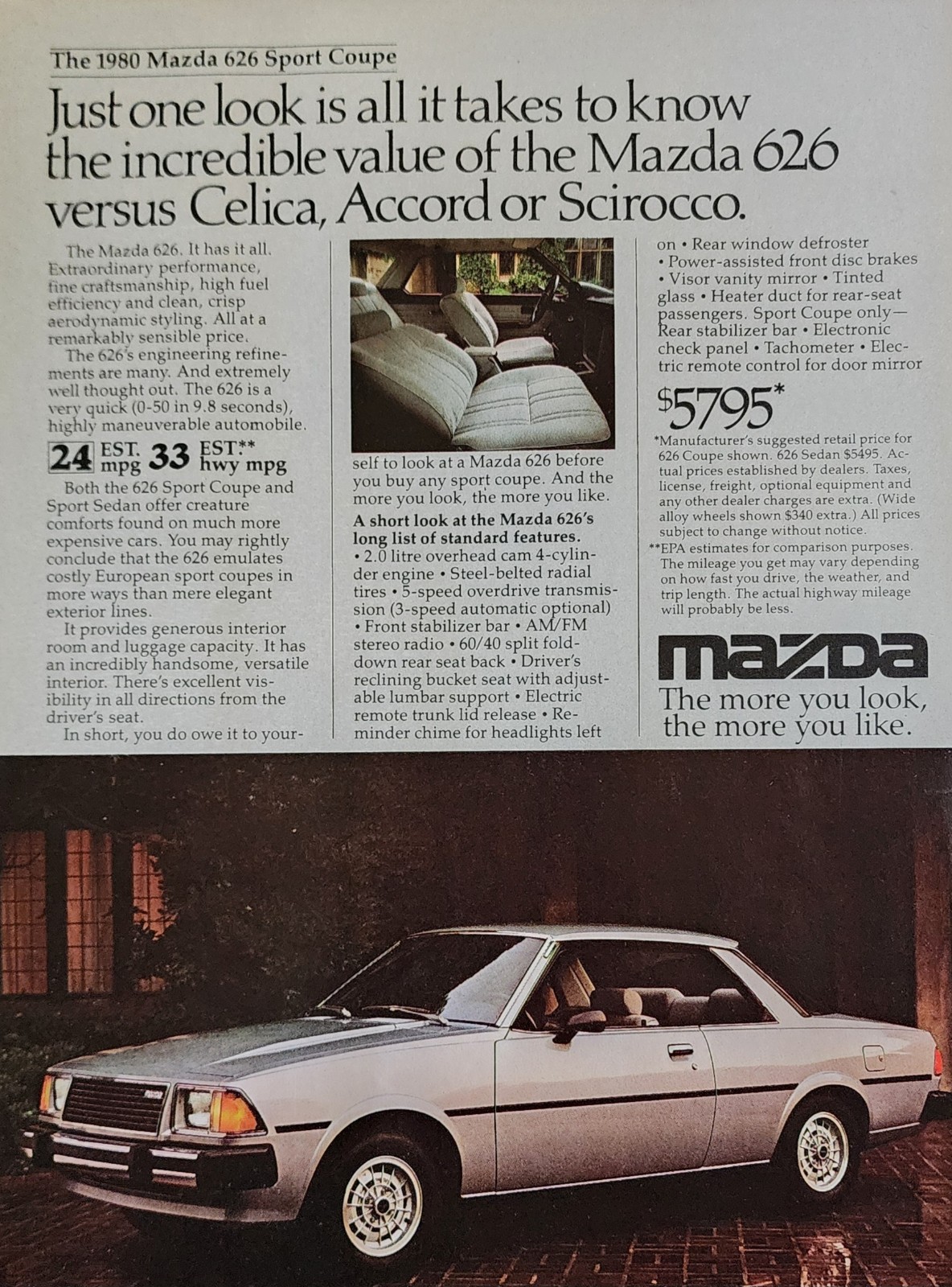 Mazda 626 Car Picture Magazine Ad Vintage Original Wall Art Retro Decor