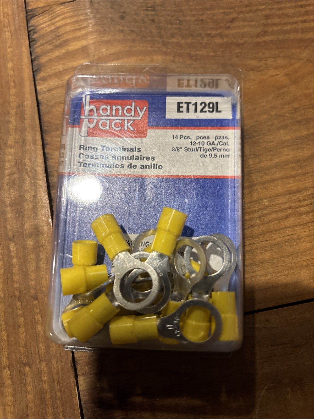 Box of (14) Handy Pack ET129L 12-10 Gauge Ring Terminals 3/8" Stud