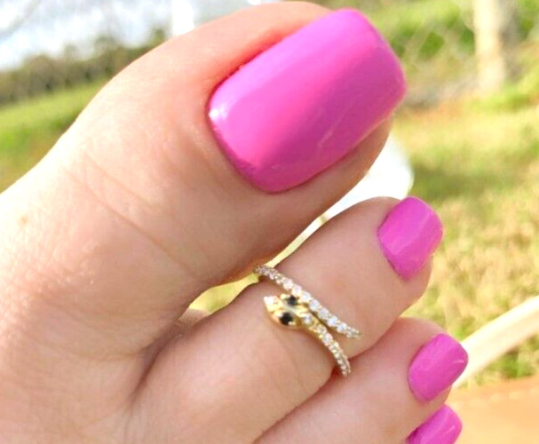 Valentine's Stylish Adjustable Gift 4 Women's 925 SS Simulated Snake Toe Ring