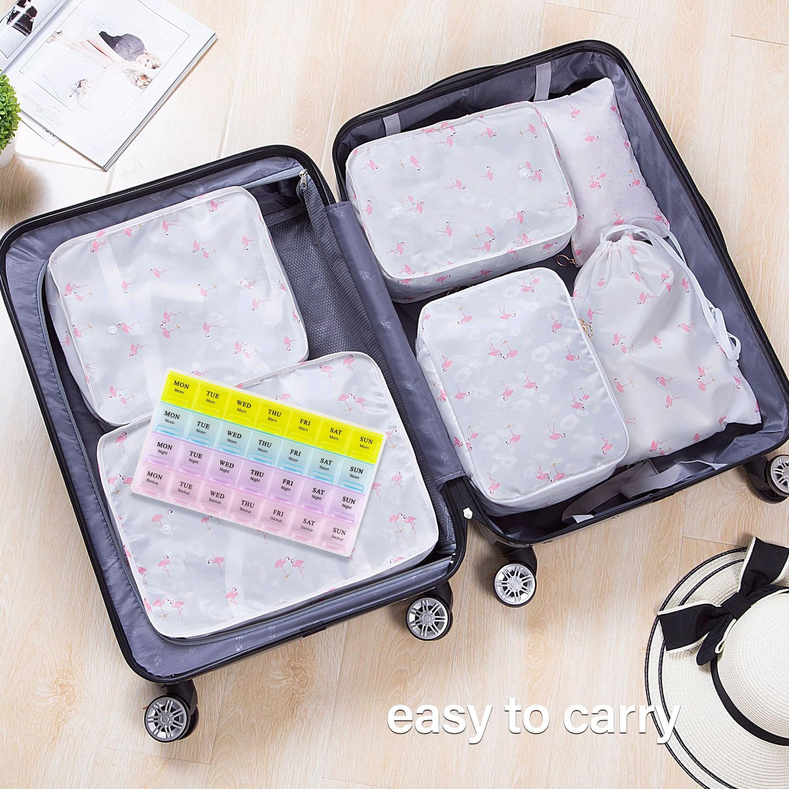 7-day weekly pill organizer, pillbox for 4 daily uses