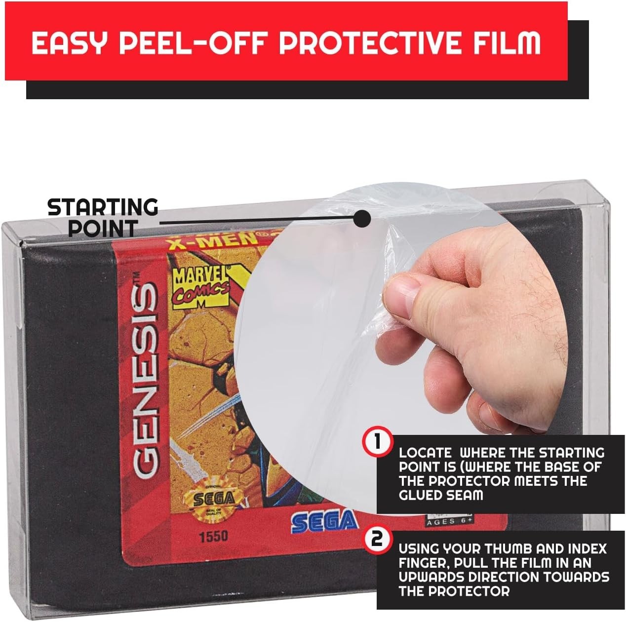 Video Game Case Protector compatible for Sega Genesis Cartridge - Bulk retail...