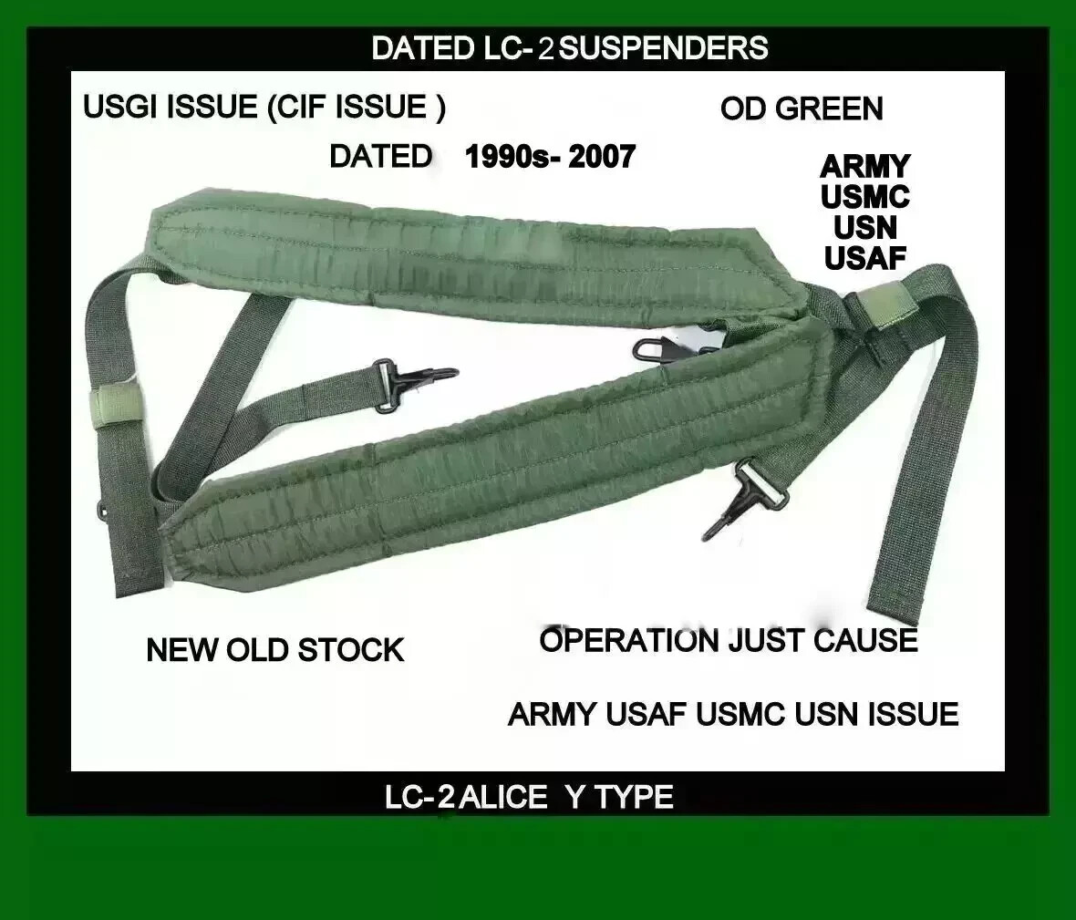 LC-2 Military Y Suspenders Individual Equipment Load Bearing Suspenders ALICE