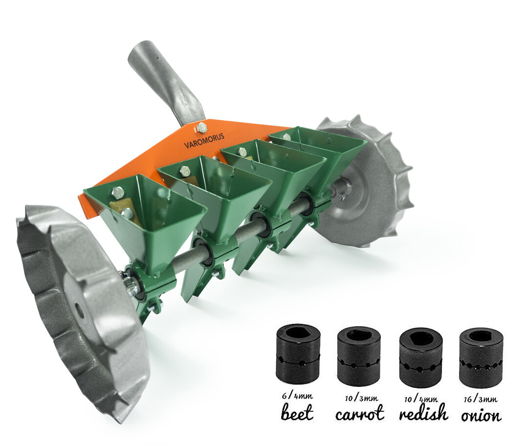 Varomorus Garden Hand Manual Seeder 4 Row Planter sowing vegetable seeds metal