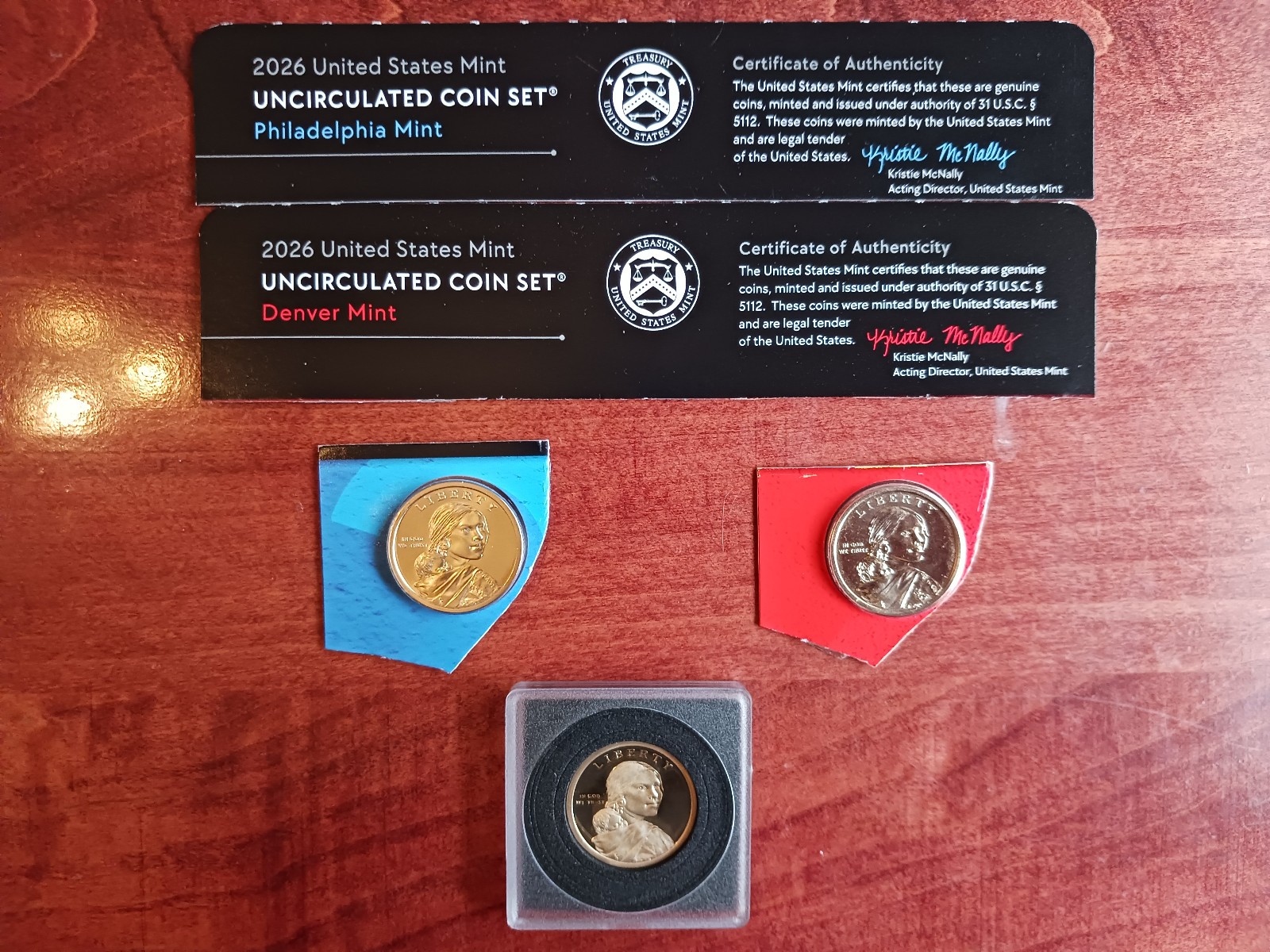 2026 Uncirculated Set P & D/Silver Proof Set S Sacagawea Dollar Coins