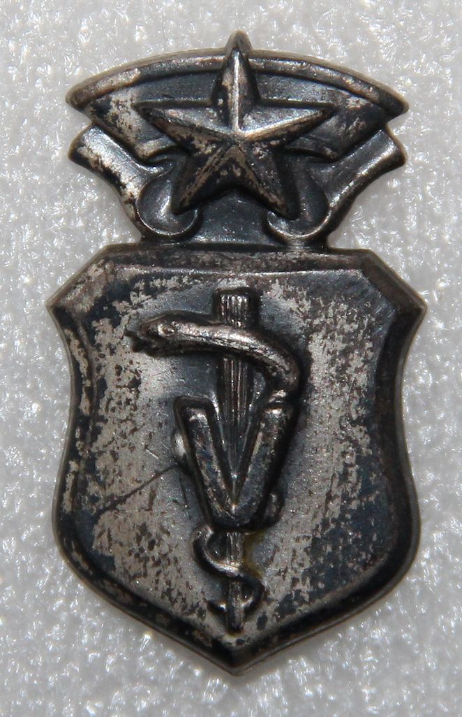 OBSOLETE, U.S. AIR FORCE MASTER VETERINARY CORPS UNIFORM INSIGNIA, 1/20 SILVER