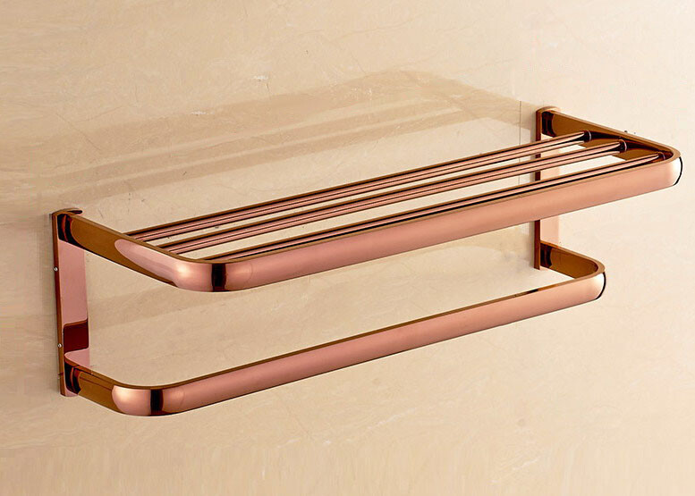 Bathroom Hardware Accessorys Set Rose Gold Brass Wall Mount Towel Rack Holder