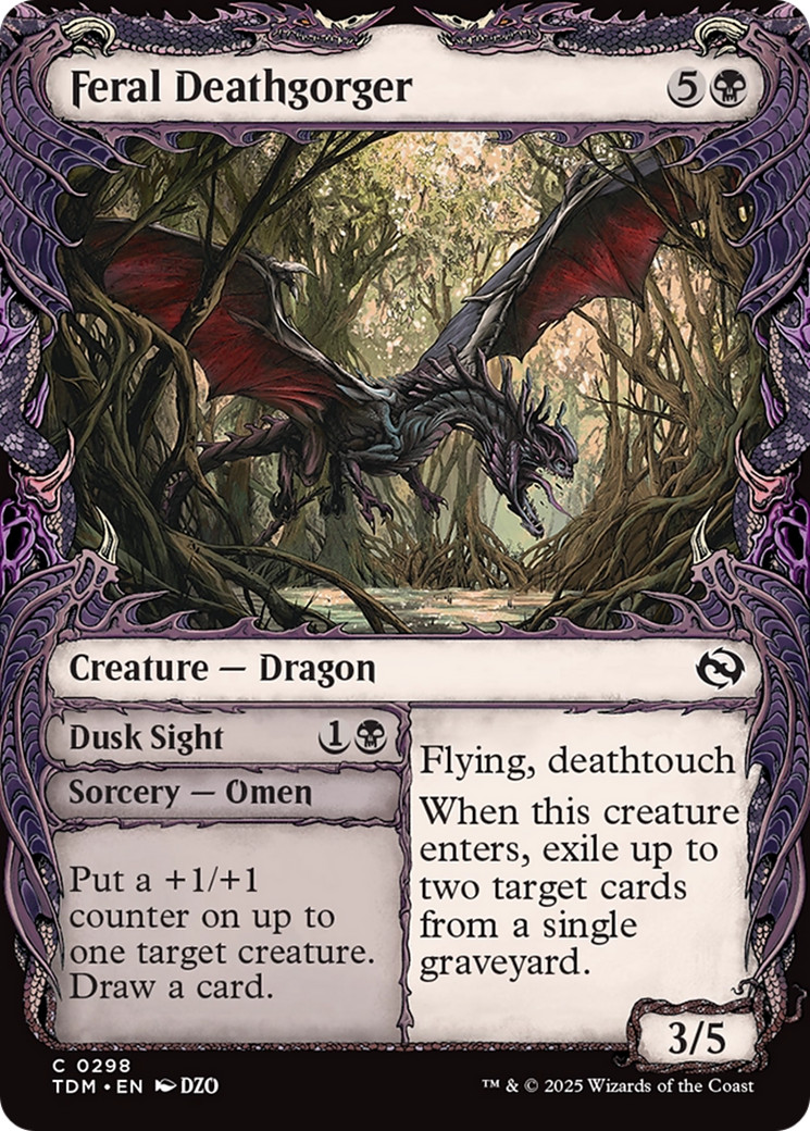 x1 Feral Deathgorger // Dusk Sight TDM Tarkir Dragonstorm MTG 298 Showcase 1x