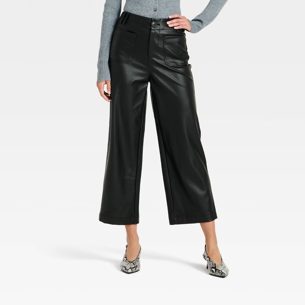 Women Faux Leather Sailor Pants - A New Day