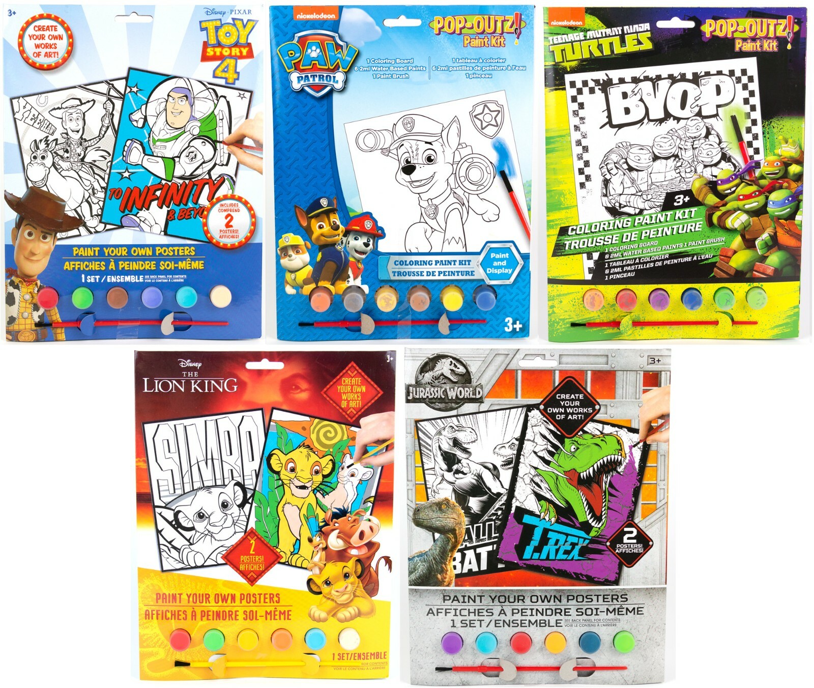 Lot of 5 NEW Paint Your Own Poster Kits | Toy Story, Lion King, Paw Patrol +MORE