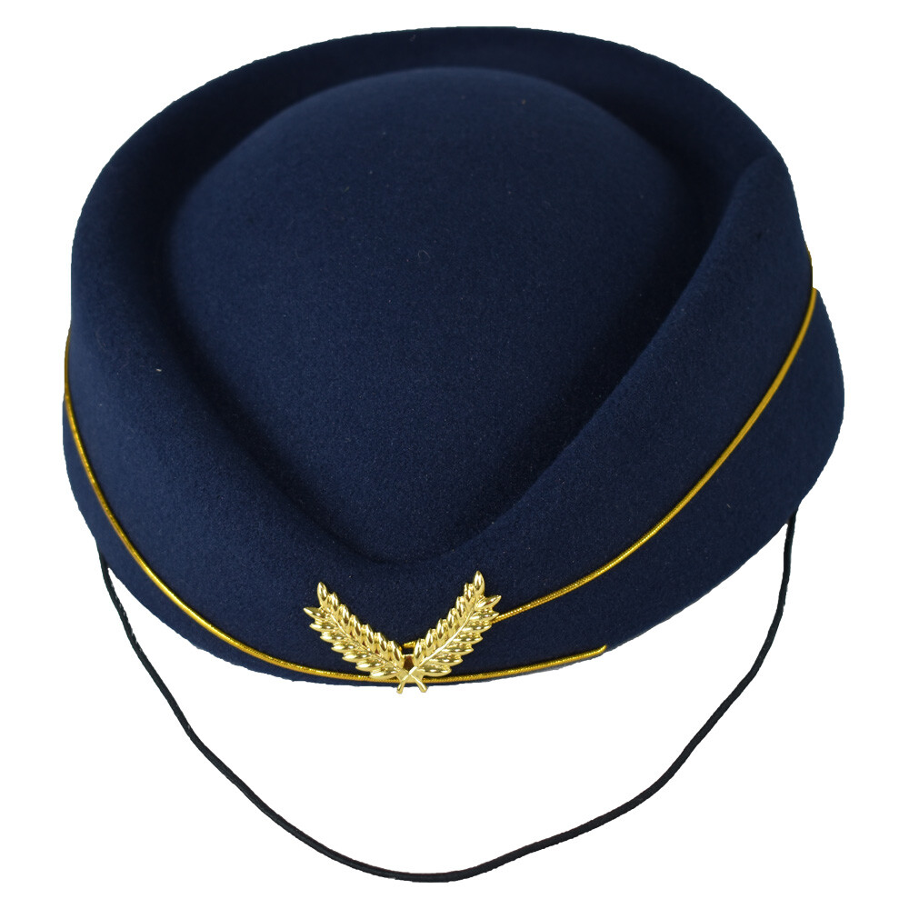 Airline Stewardess Flight Attendant Air Hostess Vintage Looking Hat Navy Blue