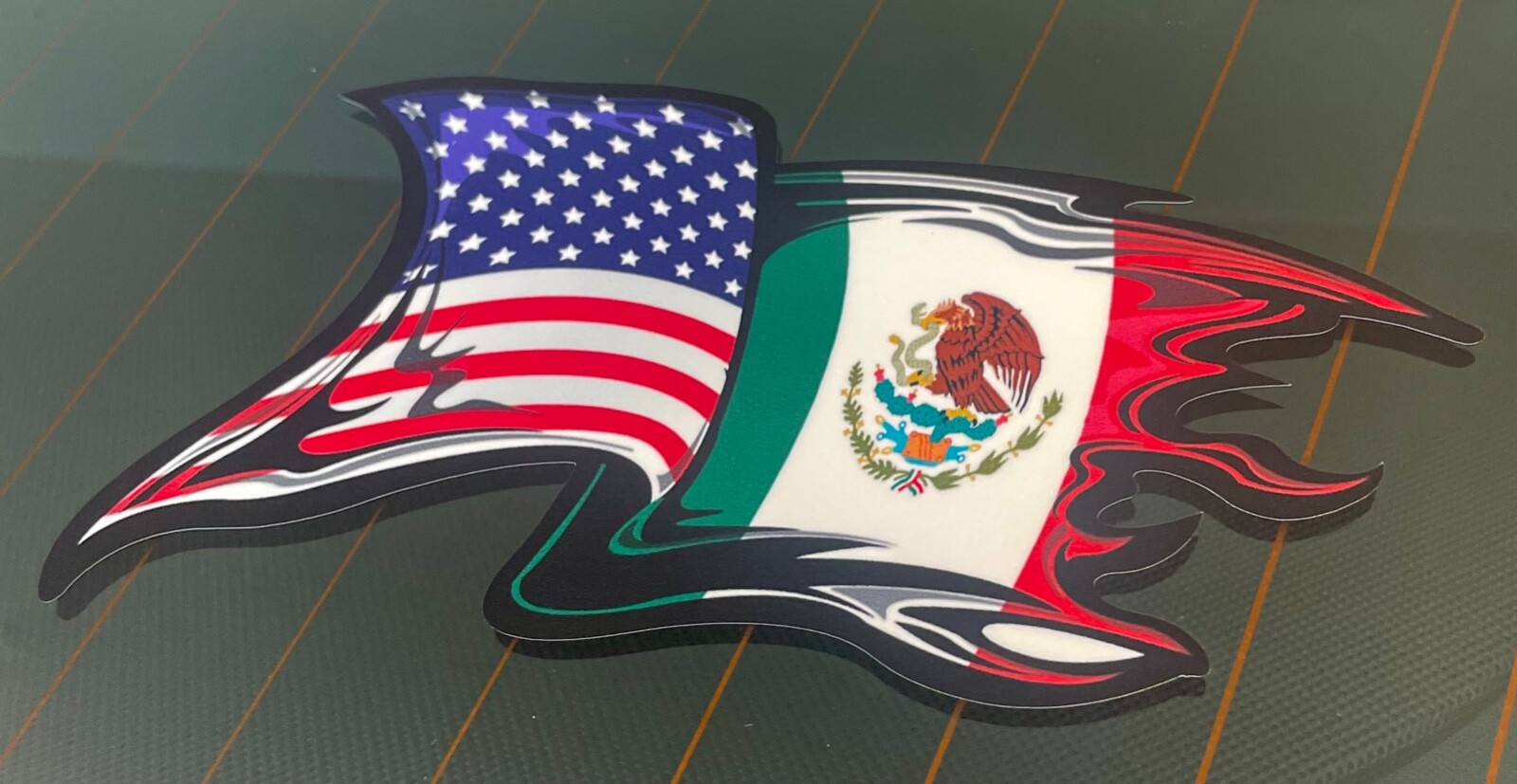 Mexico Flag/US Flag Sticker Decal Vinyl Mexican Bumper Truck Gloss Vinyl Flag