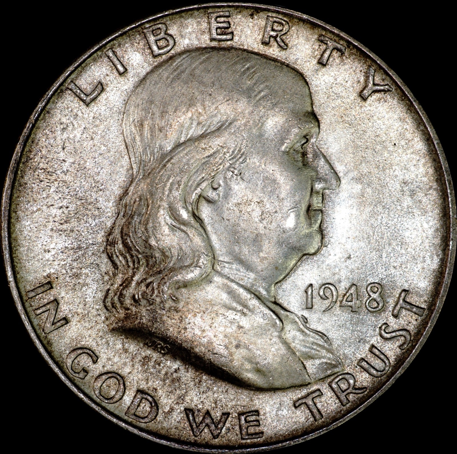 1948 Franklin Half Dollar Silver, Uncirculated, Deep Album Tone, As Shown,  041