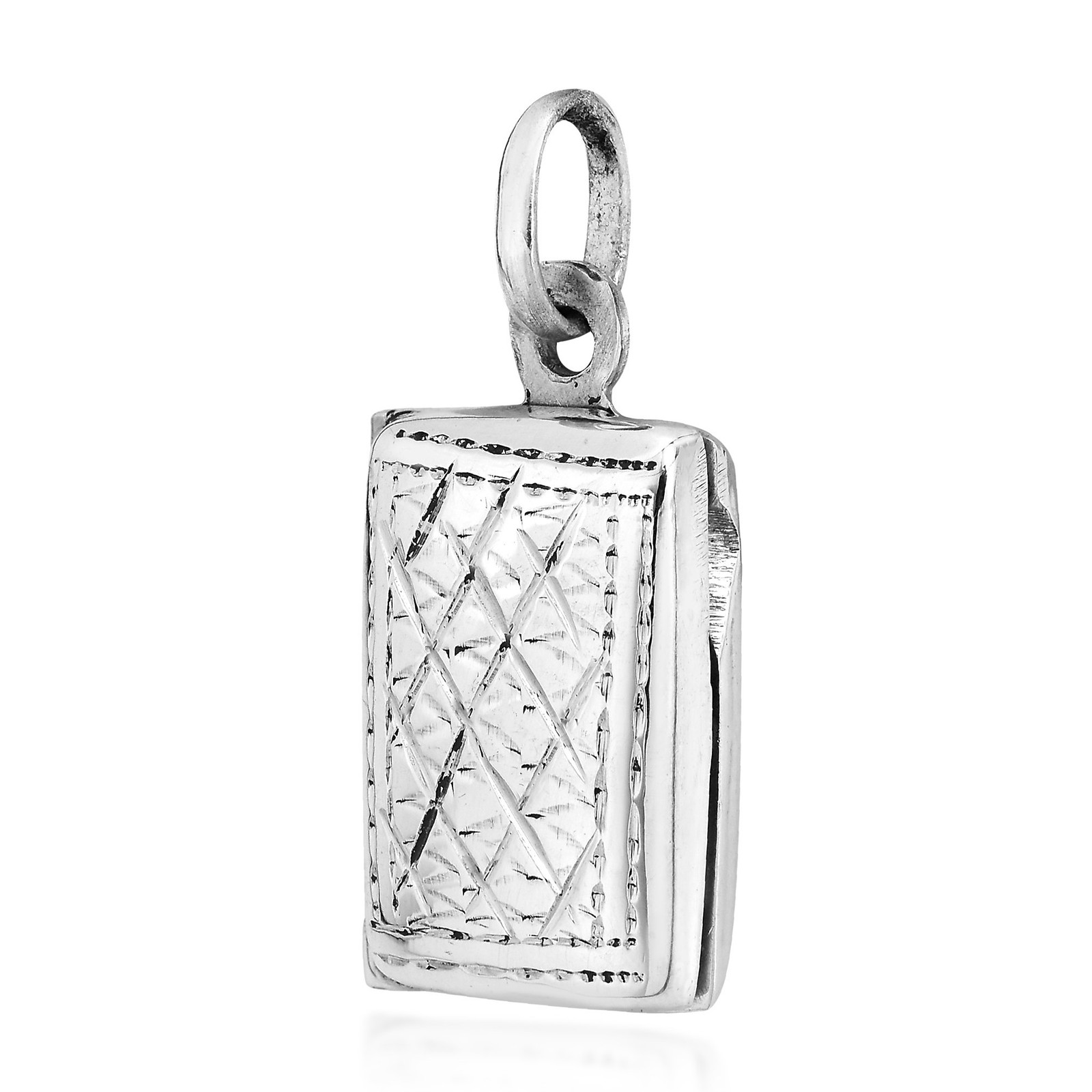Edged Design Rectangle Locket .925 Sterling Silver Pendant | Delicate Sterling S