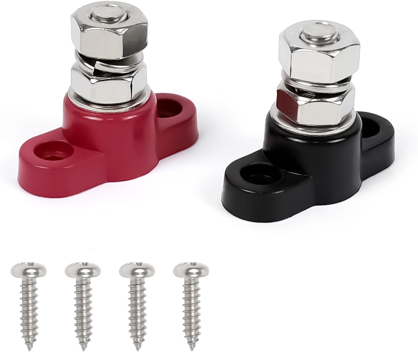 Hovom 2PCS Single Stud Battery Junction Posts Block, 12V 3/8" Insulated